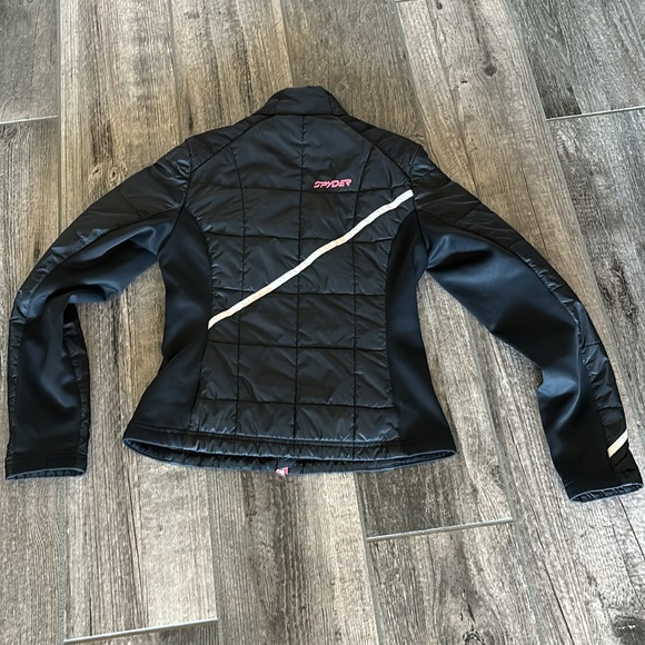 Spyder women’s size small, lightweight jacket, black with pink accent like new - Picture 5 of 8